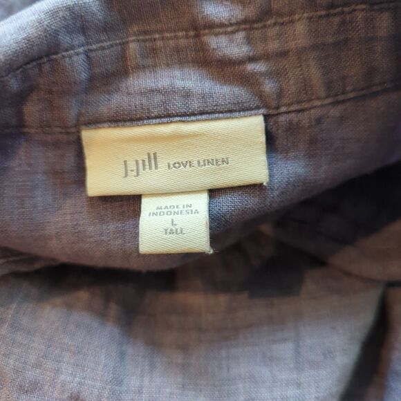 J.Jill Love Linen Button Up Shirt Womens Large Tall Purple Long Sleeve Coastal - Picture 5 of 8